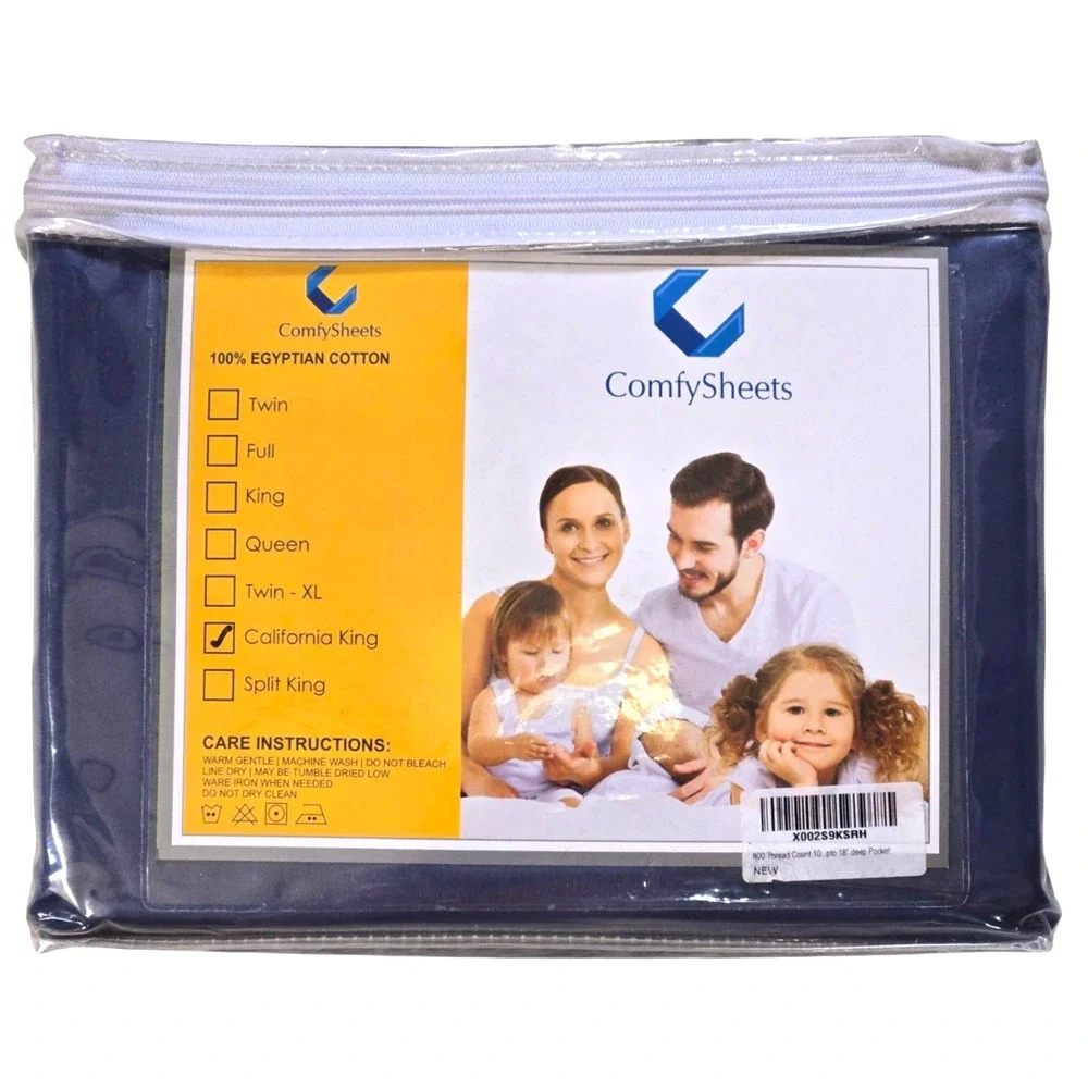 COMFY SHEETS 100% Egyptian Cotton 4-Piece Sheet Set 800 TC (Deep Blue, Cal King)